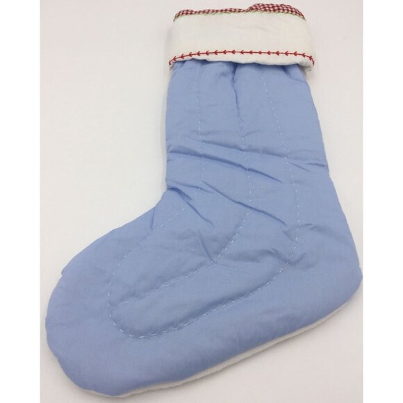 Pottery Barn Kids Murray Santa Gifts Christmas Tree Quilted Holiday Stocking - Picture 4 of 10